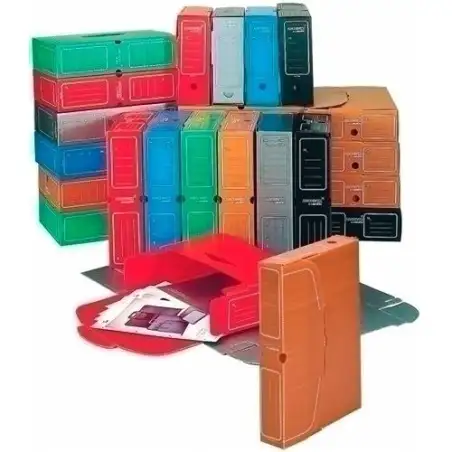(6035C12) CARCHIVO CAJA ARCHIVO DEFINITIVO DESPLEGADO PP 100MM FOLIO ROJO