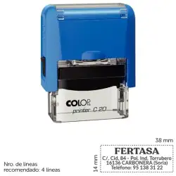 (SGC.C20) COLOP SELLO AUTOMÁTICO PRINTER C20 CON PLACA DE TEXTO PERSONALIZABLE 14X38MM 4 LÍNEAS -PARA PERSONALIZAR-