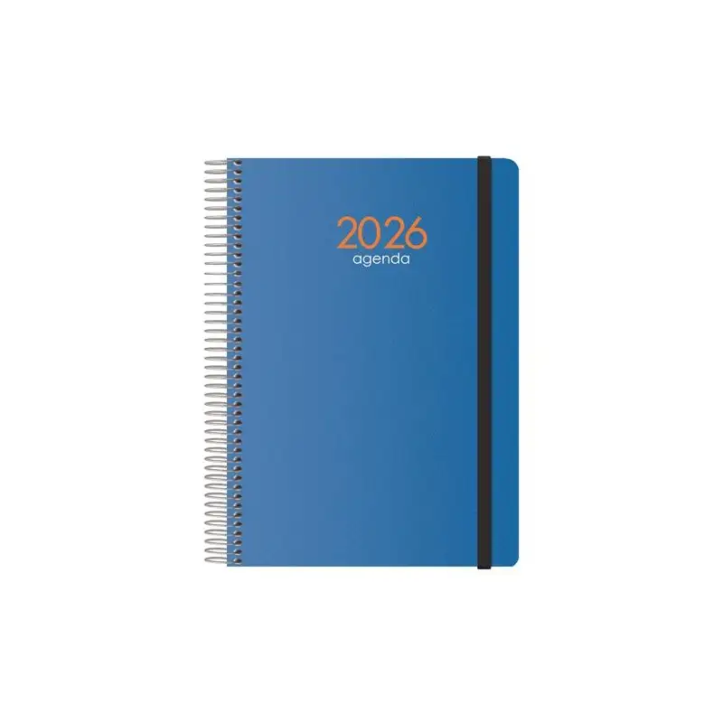 (11628-2026) DOHE AGENDA ANUAL SYNCRO ESPIRAL 15X21CM DP CIERRE C/GOMA PP AZUL 2026