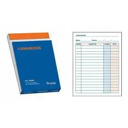 (50088D) DOHE TALONARIO CAMAREROS OCTAVO NATURAL DUPLICADO AUTOCOPIATIVO -10U-
