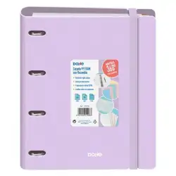 (51998) DOHE CARPETA ANILLAS MIXTAS 4X35MM RECAMBIO A4 100H 5X5MM 90GR 4 SEPARADORES POLYFOAM MORADO PASTEL