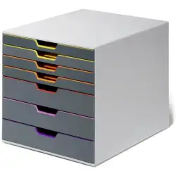 (760727) DURABLE MÓDULO SOBREMESA VARICOLOR 7 CAJONES PLÁSTICO A/CALIDAD GRIS/MULTICOLOR