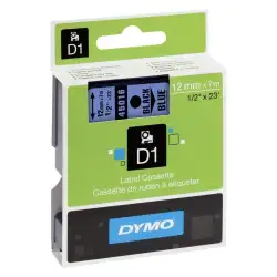 (S0720560) DYMO CINTA DE TRANSFERENCIA TERMICA D1 45016. ETIQUETAS ESTÁNDAR NEGRO SOBRE AZUL DE 12MMX7M.POLIESTER AUTOADHESIV...