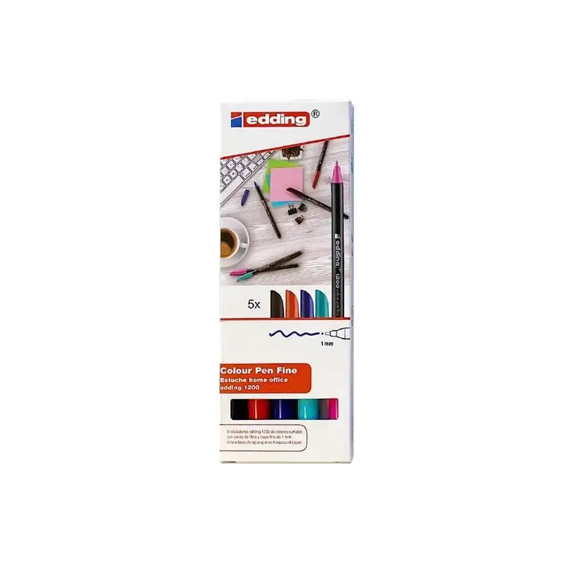 (1200-5-S) EDDING ROTULADOR 1200 HOME OFFICE PUNTA FINA C/SURTIDOS ESTUCHE 5 UD