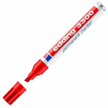 (3300-02) EDDING MARCADOR PERMANENTE 3300 PUNTA BISELADA ROJO