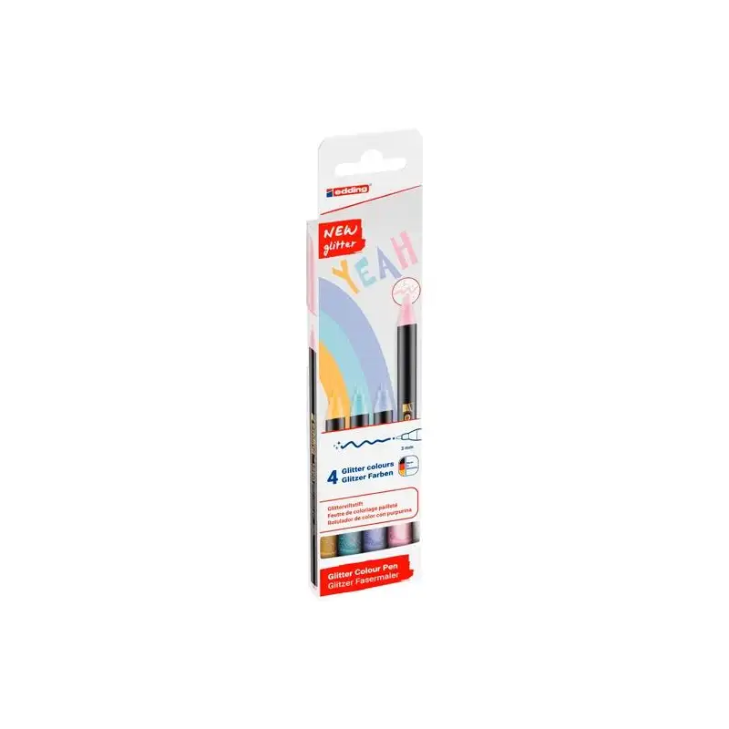 (4-1200-4-3) EDDING ROTULADORES 1200 GLITTER PUNTA FINA C/SURTIDOS PASTEL ESTUCHE 4 UD