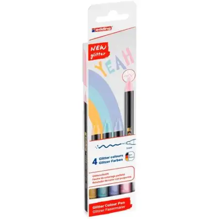 (4-1200-4-3) EDDING ROTULADORES 1200 GLITTER PUNTA FINA C/SURTIDOS PASTEL ESTUCHE 4 UD