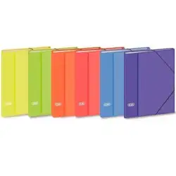 (100580256) ELBA CLASIFICADOR ELBACOLOR 12 SEPARADORES FOLIO C/SOLAPA Y GOMAS CARTÓN FORRADO COLORES SURTIDOS