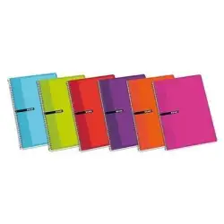 (100430103) ENRI CUADERNO ESPIRAL 80H 1/4 60GR 4X4MM C/MARGEN TAPAS BLANDAS C/SURTIDOS