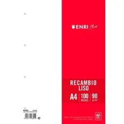 (400173992) ENRI RECAMBIO PLUS 100H A4 90GR LISO 4 TALADROS BLANCO