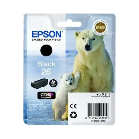 (C13T26014012) EPSON TINTA NEGRO CLARIA PREMIUM XP 510 520 600 605 610 615 620 625 700 710 720 800 810 820 - 26