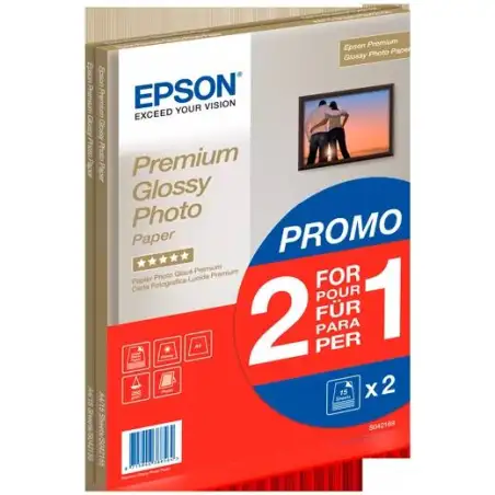 (C13S042169) EPSON PAPEL PREMIUM GLOSSY PHOTO A4 255GR PAQUETE 15H PROMOCIÓN 2X1 BLANCO BRILLO