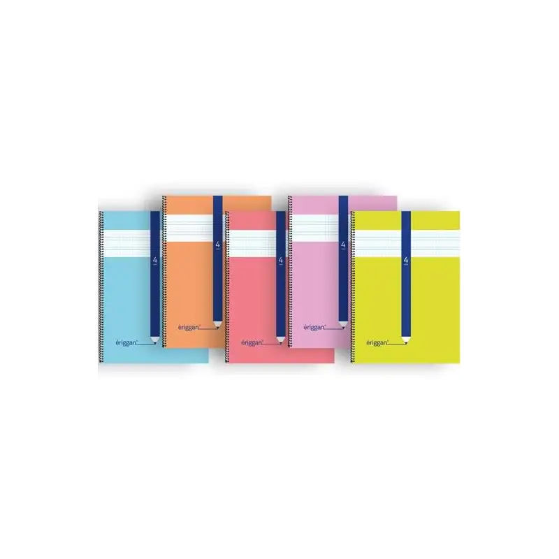 (NSFB4) LAMELA ERIGGAN CUADERNO ESPIRAL 80H FOLIO 70GR 4X4MM TAPA CARTONCILLO C/SURTIDOS