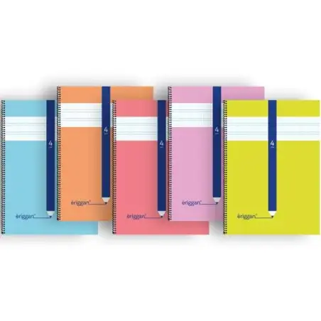 (NSFB4) LAMELA ERIGGAN CUADERNO ESPIRAL 80H FOLIO 70GR 4X4MM TAPA CARTONCILLO C/SURTIDOS