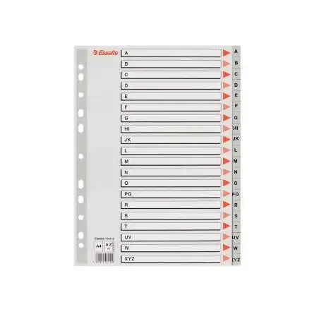 (100112) ESSELTE ABECEDARIO SEPARADOR MULTITALADRO A-Z  POLIPROPILENO A4 GRIS CON CARÁTULA ÍNDICE CARTÓN COLOR