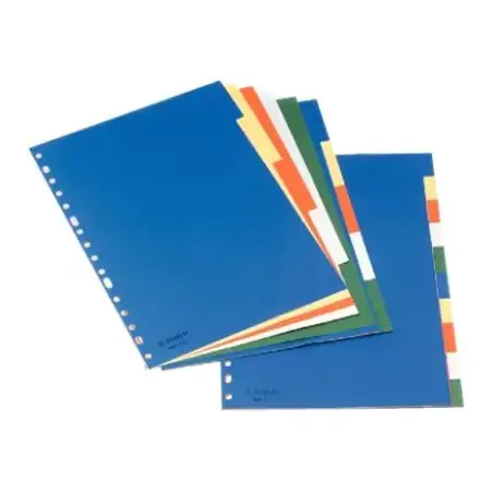 (11710) ESSELTE SEPARADORES 10 POSICIONES A4 PP COLORES CON CARÁTULA ÍNDICE CARTÓN BLANCO / NEGRO