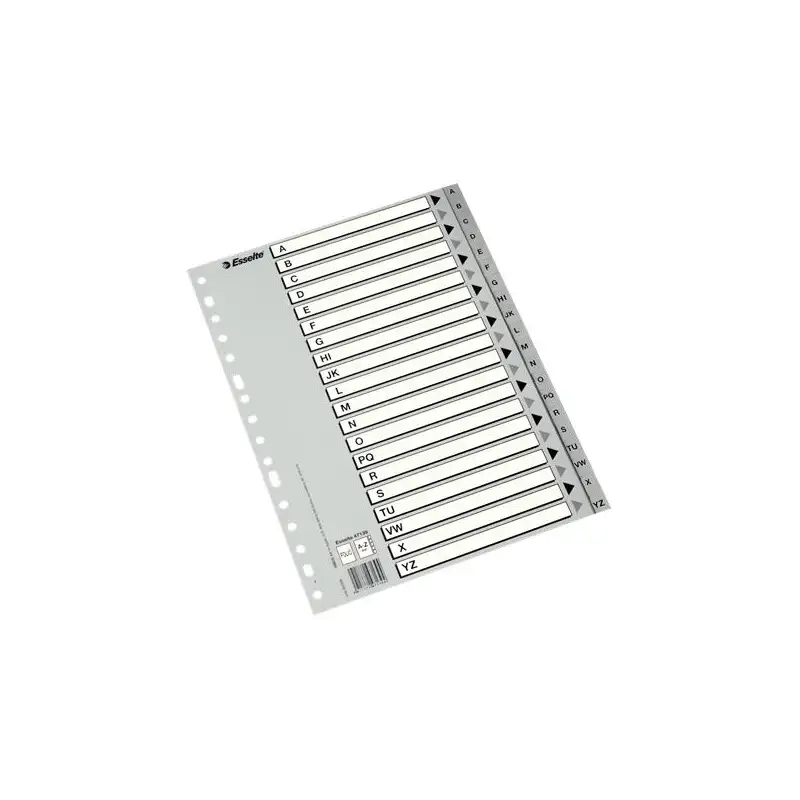 (47139) ESSELTE ABECEDARIO SEPARADOR MULTITALADRO POLIPROPILENO FOLIO GRIS CON CARÁTULA ÍNDICE CARTÓN BLANCO / NEGRO