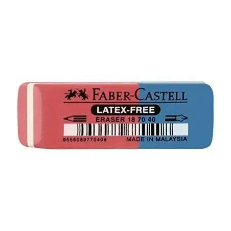 (187040) FABER CASTELL GOMA DE BORRAR BISELADA MIXTA PARA GRAFITO Y TINTA AZUL/ROJO