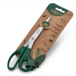 (T21) FAIBO TIJERAS OFICINA 21CM ASIMÉTRICAS MANGO DE PLÁSTICO VERDE OSCURO