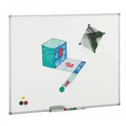 (11-6) FAIBO PIZARRA BLANCA ESTRATIFICADA MARCO DE ALUMINIO CON CAJETÍN 122X244CM