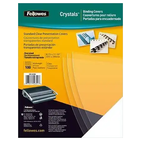 (53764) FELLOWES PACK DE 100 PORTADAS PVC TRANSPARENTE CRISTAL A3 200 MICRAS