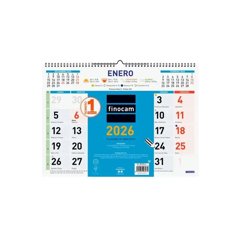 (781400026) FINOCAM CALENDARIO DE PARED MIXTO L-430X310MM MV COLOR 2026