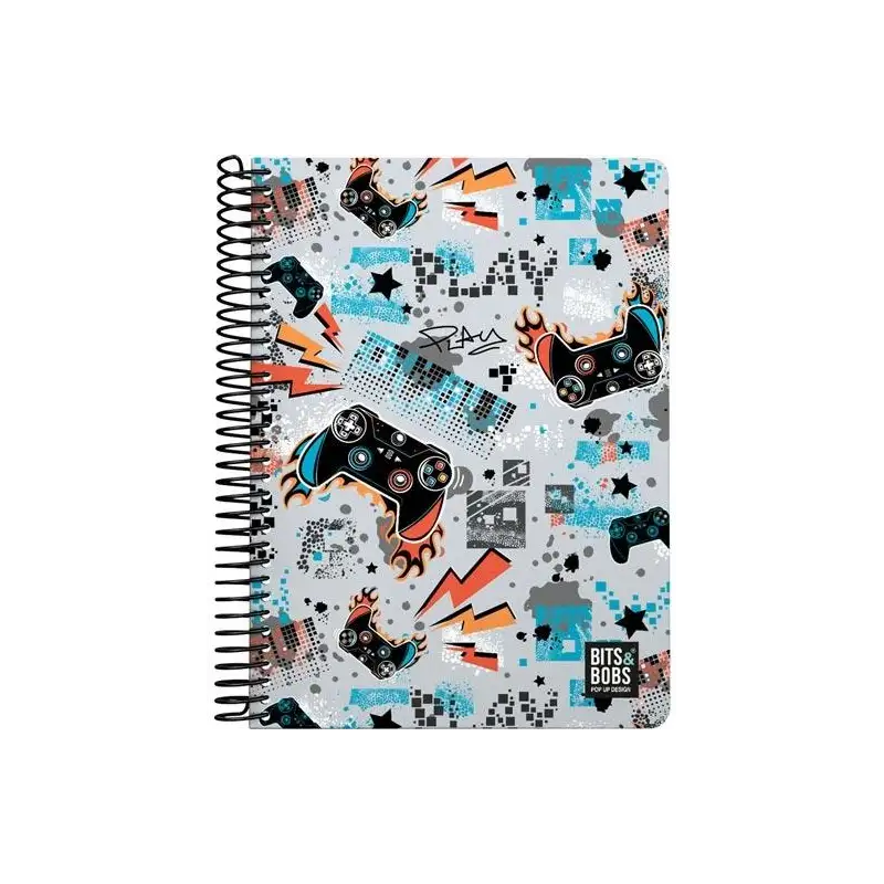 (16512476) GRAFOPLÁS CUADERNO PL3 80H CUARTO 90GR 4X4MM 5 BANDAS COLOR TAPA PP BITS&BOBS 23 PLAY
