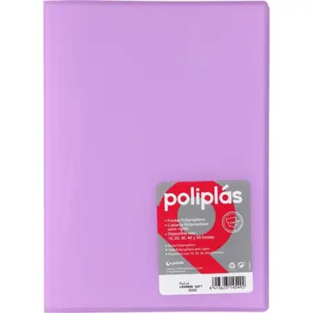 (01431295) GRAFOPLÁS CARPETA CON FUNDAS POLIPLÁS SOLDADAS FOLIO 10 FUNDAS PP SEMIRÍGIDO TRANSLÚCIDO LAVANDA SOFT