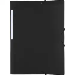(04800010) GRAFOPLÁS CARPETA CON GOMAS POLIGRAF 3 SOLAPAS FOLIO PP OPACO NEGRO