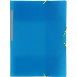 (04801230) GRAFOPLÁS CARPETA CON GOMAS COLORGRAF FOLIO 3 SOLAPAS PP AZUL TRANSLÚCIDO