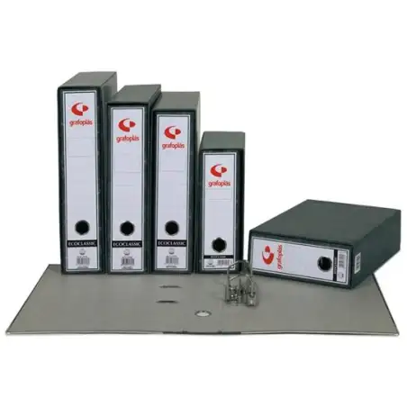 (07170000) GRAFOPLÁS ESTUCHE ARCHIVADOR ECOCLASSIC FOLIO CARTÓN FORRADO PAPEL 2MM GRIS PLOMO