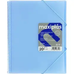 (39832091) GRAFOPLÁS CARPETA CON FUNDAS MAXIPLÁS ESPIRAL A4 20 FUNDAS C/SOBRE PP RÍGIDO TRANSLÚCIDO AZUL SOFT