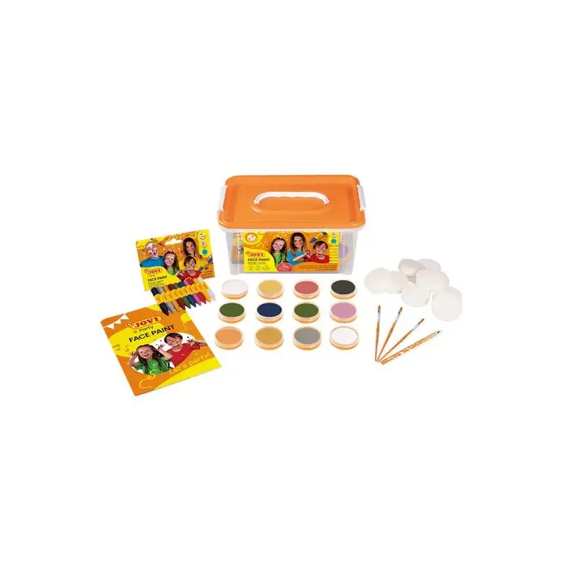 (171BS) JOVI MAQUILLAJE BAÚL ESCOLAR 12 BOTES 8ML SURTIDOS + ART.176 + LÁPIZ COSMÉTICO + 8 ESPONJAS + 3 PINCELES + GUIA