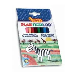 (913) JOVI CERAS PLASTICOLOR 117MM COLORES SURTIDOS ESTUCHE 12 UD