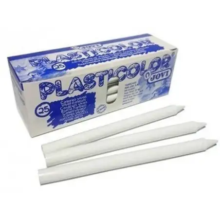 (92511) JOVI CERAS PLASTICAS CRAYONS STUDENT UNICOLOR BLANCO CAJA 25 UD