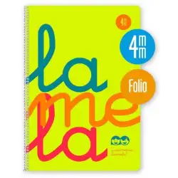 (7FTP004A) LAMELA CUADERNO ESPIRAL 80H FOLIO 90GR CUADRÍCULA 4MM C/ MARGEN CUBIERTA PP AMARILLO