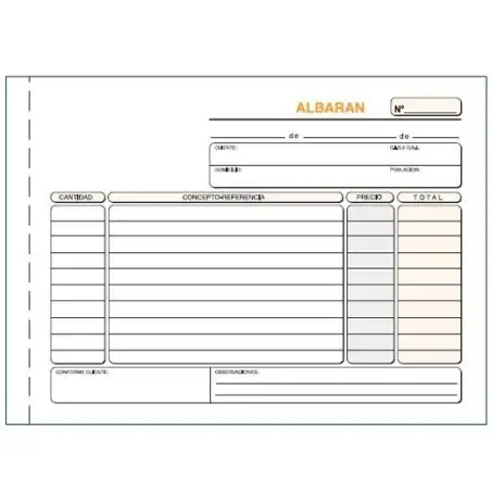 (T-119) LOAN TALONARIO ALBARANES CUARTO APAISADO DUPLICADO AUTOCOPIA