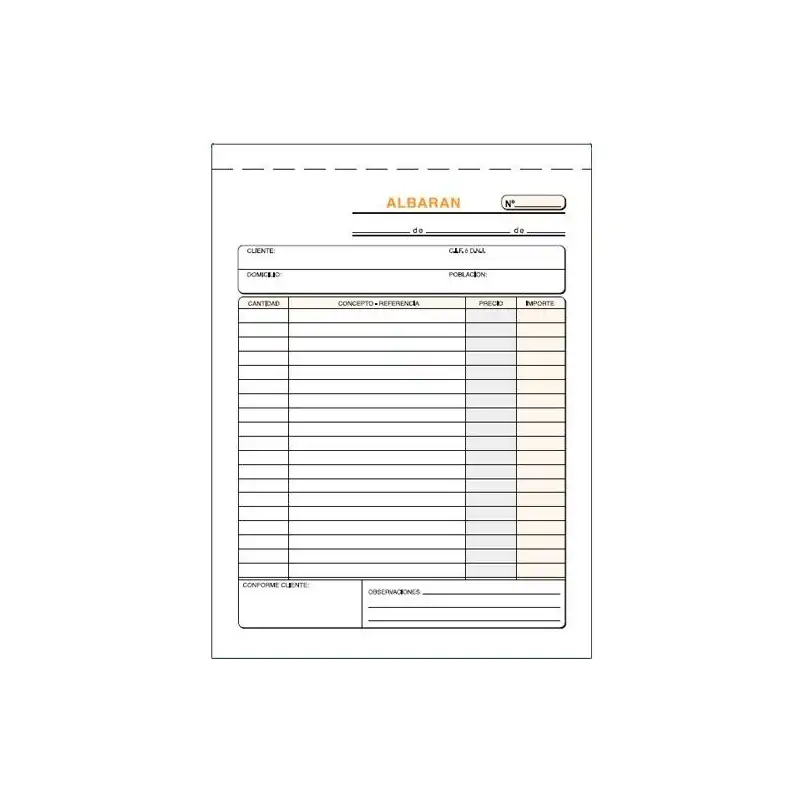 (T-120) LOAN TALONARIO ALBARANES CUARTO NATURAL DUPLICADO AUTOCOPIA