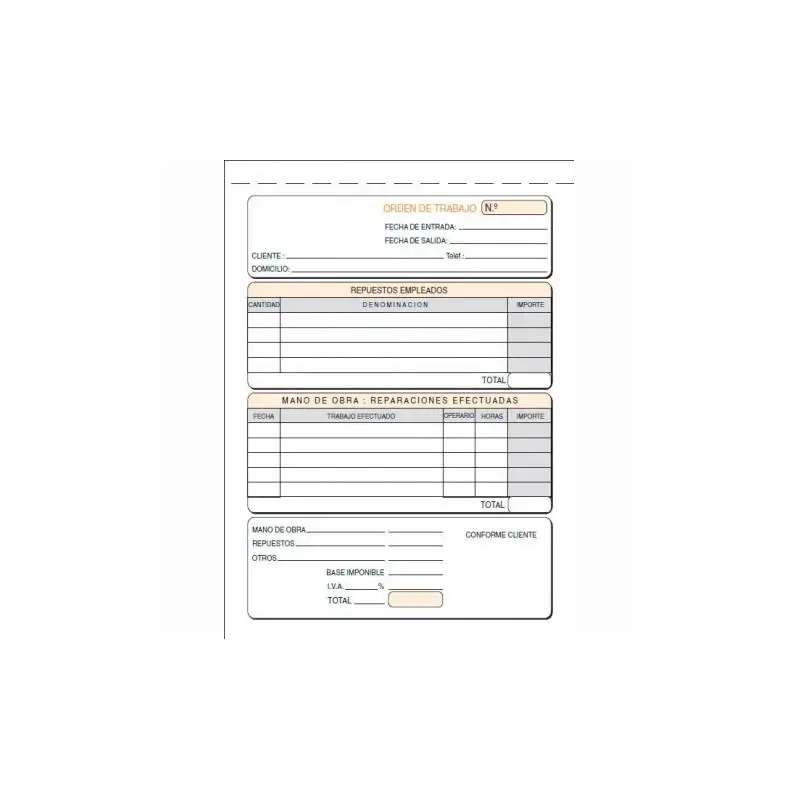 (T-138) LOAN TALONARIO INFORME DE TRABAJO CUARTO NATURAL DUPLICADO AUTOCOPIA