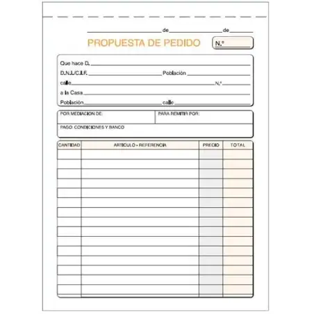 (T-27) LOAN TALONARIO PEDIDOS CUARTO NATURAL SIN COPIA