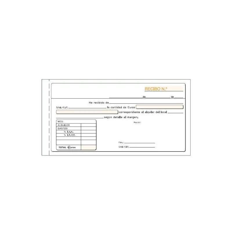 (T-52) LOAN TALONARIO RECIBO ALQUILER IVA TERCIO DE FOLIO DUPLICADO AUTOCOPIA