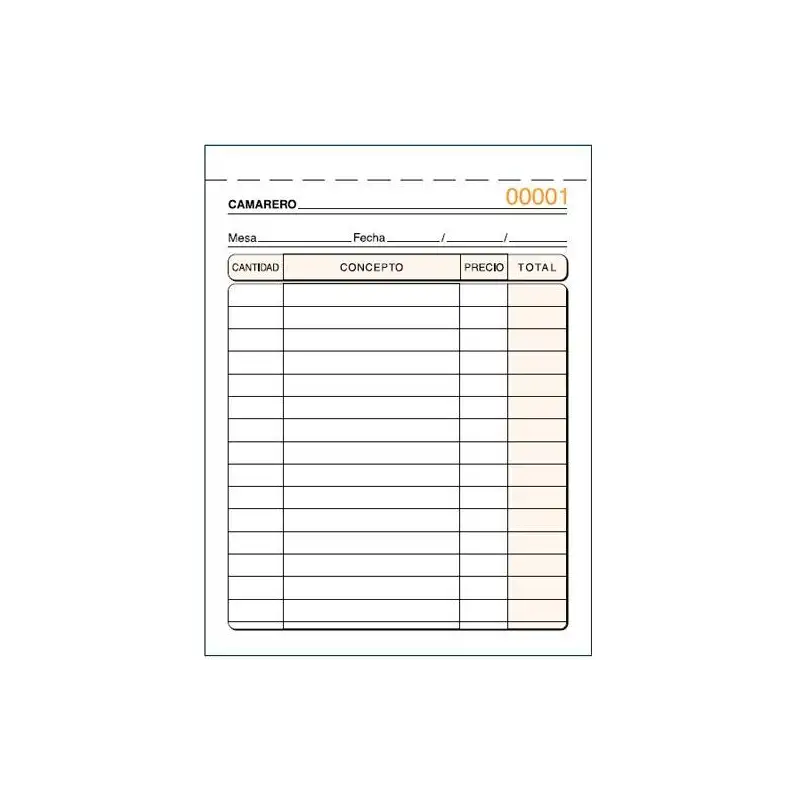 (T-58) LOAN TALONARIO CAMAREROS OCTAVO NATURAL SIN COPIA