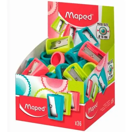 (062911) MAPED SACAPUNTAS VIVO MAXI 1 AGUJERO C/SURTIDOS EXPOSITOR 30 UD