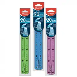 (279210) MAPED REGLA TWIST´N FLEX DECORADA DOBLE GRADUACIÓN 20 CM COLORES SURTIDOS