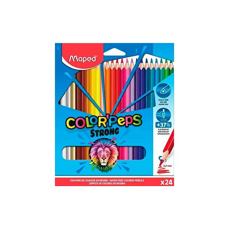 (862724) MAPED LÁPICES DE COLORES COLOR´PEPS STRONG C/SURTIDOS ESTUCHE 24 UD