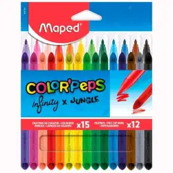 (984744) MAPED SET COLOR´PEPS INFINITY 12 ROTULADORES PEPJUNGLE Y 15 LÁPICES DE COLORES INFINITY C/SURTIDOS