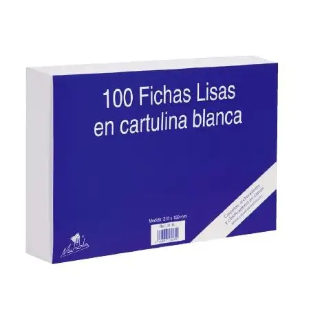 (3114L) MARIOLA FICHA LISA 200X120MM CARTULINA 180GR BLANCO PAQUETE DE 100