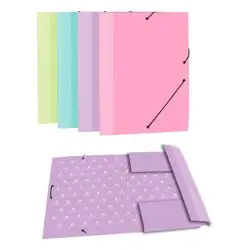 (4789R) MARIOLA CARPETA CON GOMAS 3 SOLAPAS FOLIO CARTÓN FORRADO PLASTIFICADO MATE SURTIDOS PASTEL