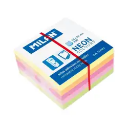 (411501) MILAN CUBO DE NOTAS ADHESIVAS 250 HOJAS 50X50 COLORES NEÓN