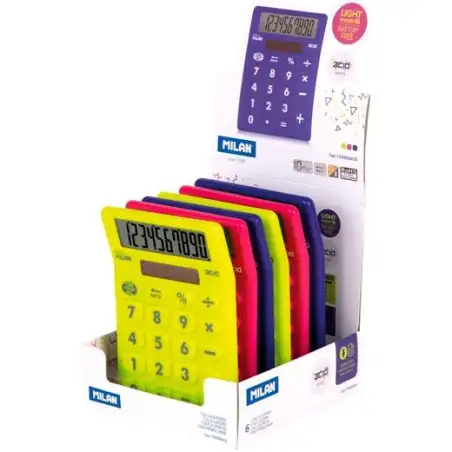 (159906ACD) MILAN CALCULADORA SOBREMESA 10 DÍGITO  ACID CAJA EXPOSITORA 6 UD C/SURTIDOS